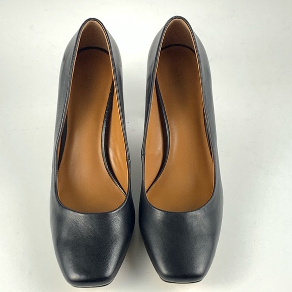 H by Halston Whitney Black Leather Heels - Picture 3 of 9